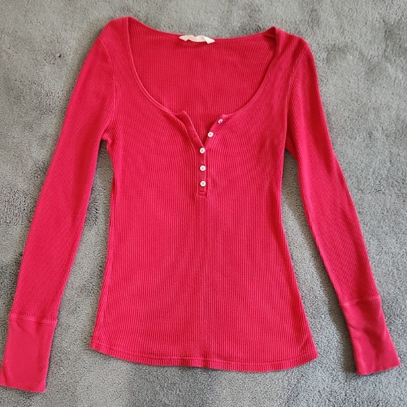 Old Navy Tops - Old Navy Red Long Sleeve Henley Top